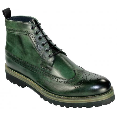 Emilio Franco 457 Green Genuine Calf Medallion Ankle Boots.